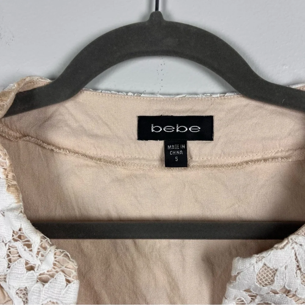 Bebe White Tea Satin Lace Mini Bride Bridal Cocktail Party Dress Size Small